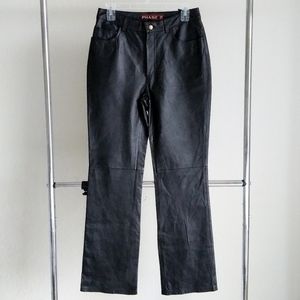 Vintage Genuine Black Leather Pants